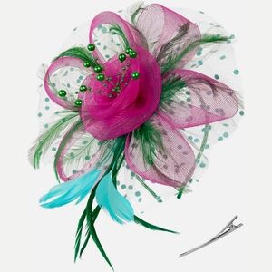 Pretty Pink Green 3pc Diamond Fascinator Derby Tea Party Cocktail Brunch…